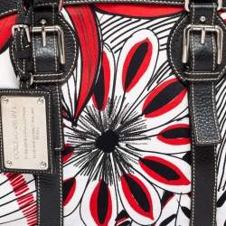 Dolce & Gabbana White/Black Printed Canvas Tote