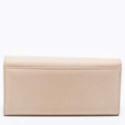Pre Owned Dolce & Gabbana Beige Leather Padlock Flap Continental Wallet
