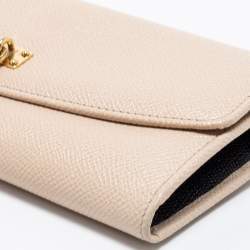 Pre Owned Dolce & Gabbana Beige Leather Padlock Flap Continental Wallet