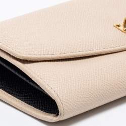 Pre Owned Dolce & Gabbana Beige Leather Padlock Flap Continental Wallet