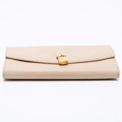 Pre Owned Dolce & Gabbana Beige Leather Padlock Flap Continental Wallet