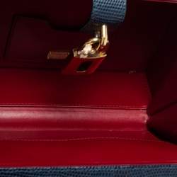 Pre Owned حقيبة بيد علوية دولتشي أند غابانا روساريا بوكس جلد نقشة سحلية أزرق 