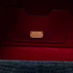 Pre Owned حقيبة بيد علوية دولتشي أند غابانا روساريا بوكس جلد نقشة سحلية أزرق 