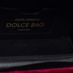 Pre Owned Dolce & Gabbana Burgundy Velvet and Lizard Embossed Leather Embellished Box Bag