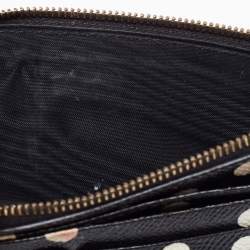 Pre Owned Dolce & Gabbana Black/White Polka Dot Print Leather 10CC Pouch