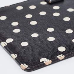 Pre Owned Dolce & Gabbana Black/White Polka Dot Print Leather 10CC Pouch