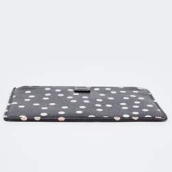 Pre Owned Dolce & Gabbana Black/White Polka Dot Print Leather 10CC Pouch