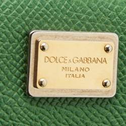 Pre Owned Dolce & Gabbana Green Leather Continental Zip Around Wallet