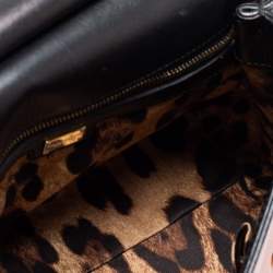 Pre Owned Dolce & Gabbana Black/Pink Leather Medium Miss Sicily Top Handle Bag