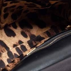 Pre Owned Dolce & Gabbana Black/Pink Leather Medium Miss Sicily Top Handle Bag