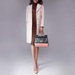 Pre Owned Dolce & Gabbana Black/Pink Leather Medium Miss Sicily Top Handle Bag