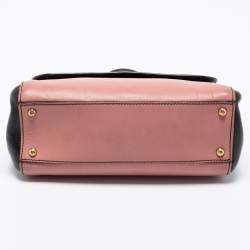 Pre Owned Dolce & Gabbana Black/Pink Leather Medium Miss Sicily Top Handle Bag