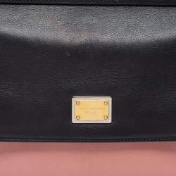 Pre Owned Dolce & Gabbana Black/Pink Leather Medium Miss Sicily Top Handle Bag