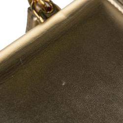 Pre Owned Dolce & Gabbana Gold Small Devotion Leather Satchel