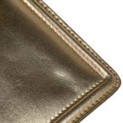 Pre Owned Dolce & Gabbana Gold Small Devotion Leather Satchel
