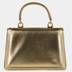Pre Owned Dolce & Gabbana Gold Small Devotion Leather Satchel