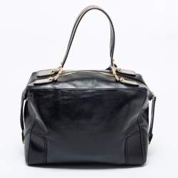 Pre Owned Dolce and Gabbana Black Leather Bowling Bag