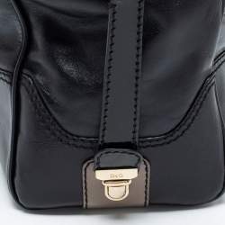 Pre Owned Dolce and Gabbana Black Leather Bowling Bag