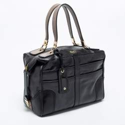 Pre Owned Dolce and Gabbana Black Leather Bowling Bag