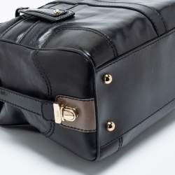 Pre Owned Dolce and Gabbana Black Leather Bowling Bag