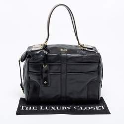 Pre Owned Dolce and Gabbana Black Leather Bowling Bag