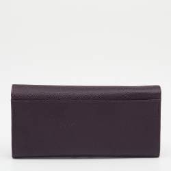Pre Owned Dolce & Gabbana Dark Purple Leather Continental Wallet