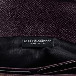 Pre Owned Dolce & Gabbana Dark Purple Leather Continental Wallet