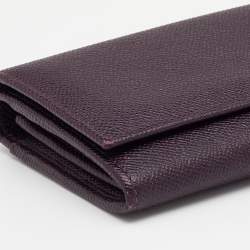 Pre Owned Dolce & Gabbana Dark Purple Leather Continental Wallet