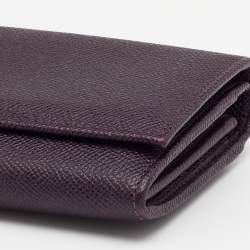 Pre Owned Dolce & Gabbana Dark Purple Leather Continental Wallet