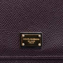 Pre Owned Dolce & Gabbana Dark Purple Leather Continental Wallet