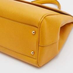 Pre Owned Dolce & Gabbana Yellow Leather Large Miss Sicily Top Handle Bag
