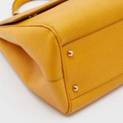 Pre Owned Dolce & Gabbana Yellow Leather Large Miss Sicily Top Handle Bag