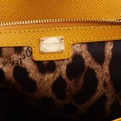 Pre Owned Dolce & Gabbana Yellow Leather Large Miss Sicily Top Handle Bag