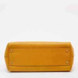 Pre Owned Dolce & Gabbana Yellow Leather Large Miss Sicily Top Handle Bag