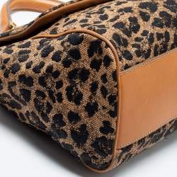 Pre Owned حقيبة دولتشي آند غابانا ميس سيسلي جلد وقماش بنقشة الفهد أسود / بني كبيرة بيد علوية