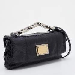 Pre Owned Dolce & Gabbana Black Python Leather Shoulder Bag