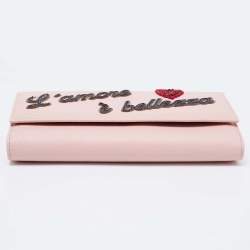 Pre Owned Dolce & Gabbana Pink Leather Dauphine Continental Wallet