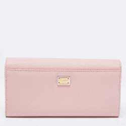 Pre Owned Dolce & Gabbana Pink Leather Dauphine Continental Wallet