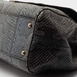 Pre Owned Dolce & Gabbana Grey Python Leather Large Miss Sicily Top Handle Bag