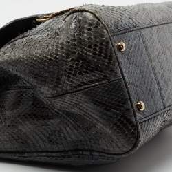 Pre Owned Dolce & Gabbana Grey Python Leather Large Miss Sicily Top Handle Bag