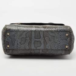 Pre Owned Dolce & Gabbana Grey Python Leather Large Miss Sicily Top Handle Bag