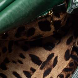 Pre Owned Dolce & Gabbana Green Python Leather Small Miss Sicily Top Handle Bag