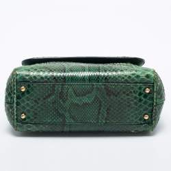 Pre Owned Dolce & Gabbana Green Python Leather Small Miss Sicily Top Handle Bag