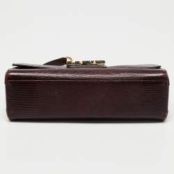 Pre Owned Dolce & Gabbana Burgundy Lizard Embossed Leather DG Millennials Shoulder Bag