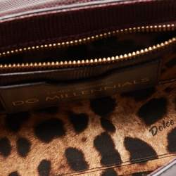 Pre Owned Dolce & Gabbana Burgundy Lizard Embossed Leather DG Millennials Shoulder Bag