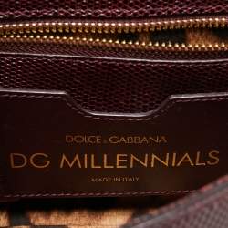 Pre Owned Dolce & Gabbana Burgundy Lizard Embossed Leather DG Millennials Shoulder Bag