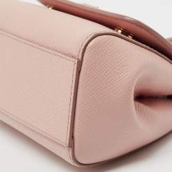 Pre Owned Dolce & Gabbana Light Pink Leather Mini Miss Sicily Top Handle Bag