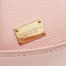 Pre Owned Dolce & Gabbana Light Pink Leather Mini Miss Sicily Top Handle Bag