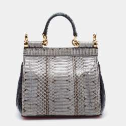 Pre Owned Dolce & Gabbana Multicolor Crocodile and Karung Mini Limited Edition Miss Sicily Top Handle Bag