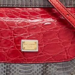Pre Owned Dolce & Gabbana Multicolor Crocodile and Karung Mini Limited Edition Miss Sicily Top Handle Bag
